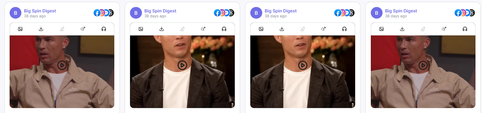 Criativos com Ronaldo em publicidade de cassinos
